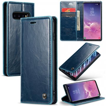 CaseMe Samsung Galaxy S10 Wallet Kickstand Magnetic Case Blue