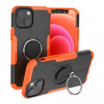 iPhone 13 Mini Hybrid Rugged Ring Kickstand Case Orange