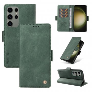 YIKATU Samsung Galaxy S23 Ultra Skin-touch Wallet Kickstand Case Green