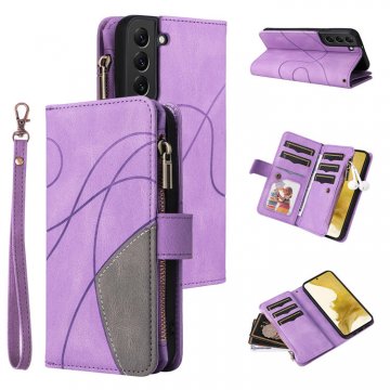 Samsung Galaxy S22 Plus Zipper Wallet Magnetic Stand Case Purple