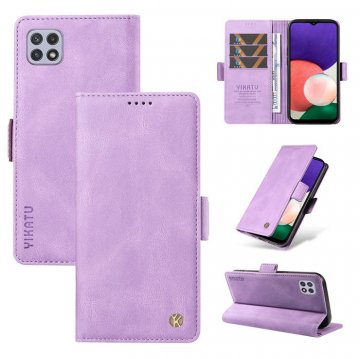 YIKATU Samsung Galaxy A22 5G Skin-touch Wallet Kickstand Case Purple