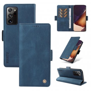 YIKATU Samsung Galaxy Note 20 Ultra Skin-touch Wallet Kickstand Case Blue