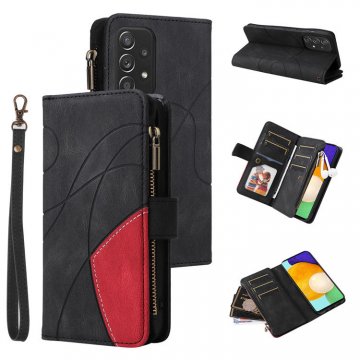Samsung Galaxy A52 5G Zipper Wallet Magnetic Stand Case Black