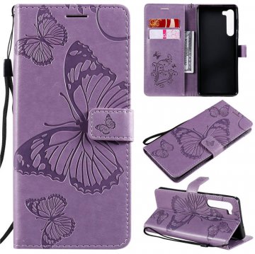 Motorola Edge Embossed Butterfly Wallet Magnetic Stand Case Purple