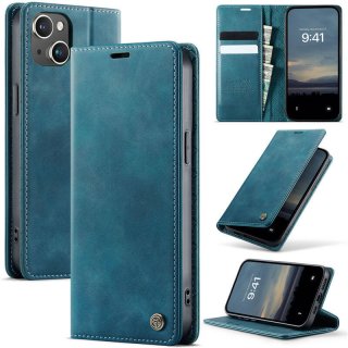 CaseMe iPhone 15 Plus Magnetic Wallet Case with RFID Blocking Blue