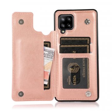 Mandala Embossed Samsung Galaxy A42 5G Case with Card Holder Rose Gold