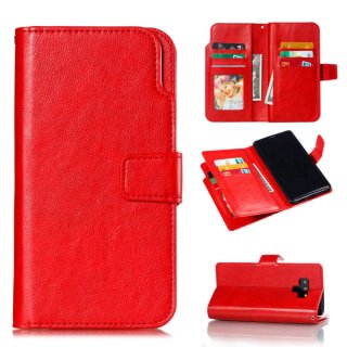 Samsung Galaxy Note 9 Wallet Stand Case with 9 Card Slots Red