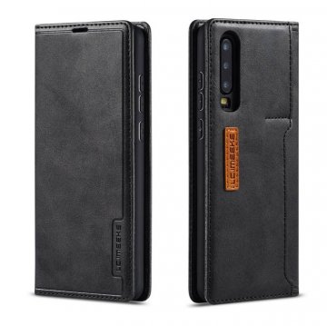 LC.IMEEKE Huawei P30 Wallet Magnetic Stand Case with Card Slots Black
