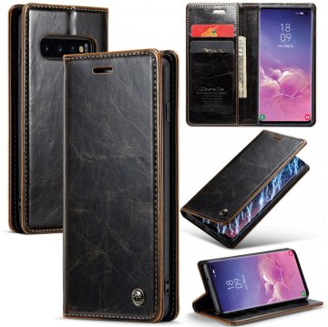 CaseMe Samsung Galaxy S10 Plus Wallet Kickstand Magnetic Case Coffee