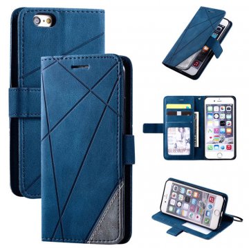 iPhone 6/6s Wallet Splicing Kickstand PU Leather Case Blue