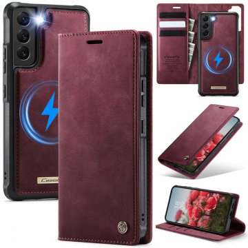 CaseMe Samsung Galaxy S22 2-in-1 Magnetic Wallet Case – Wireless Charging & RFID Blocking Red