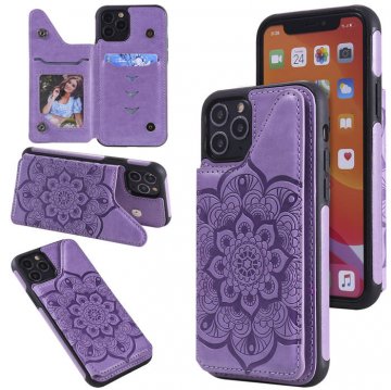 iPhone 11 Pro Embossed Wallet Magnetic Stand Case Purple