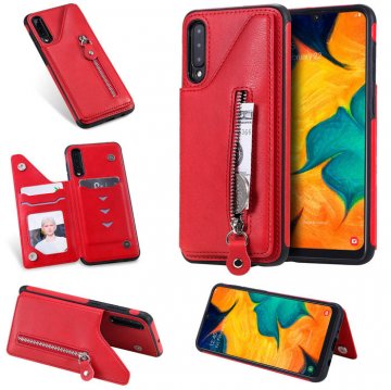 Samsung Galaxy A50 Wallet Magnetic Shockproof Cover Red
