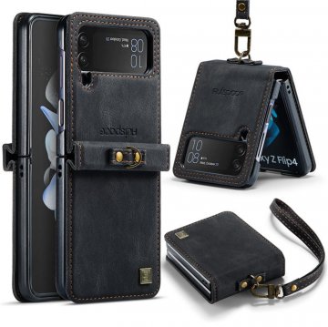 Autspace Samsung Galaxy Z Flip4 5G Case with Hand Strap Black