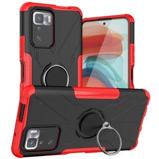 Xiaomi Redmi Note 10 5G Hybrid Rugged Ring Kickstand Case Red