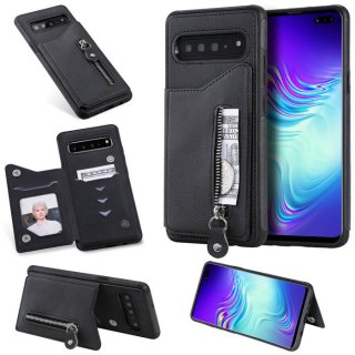 Samsung Galaxy S10 5G Wallet Card Slots Shockproof Cover Black