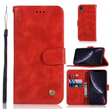 iPhone XR Premium Vintage Wallet Kickstand Case Red