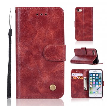 iPhone 6 Plus/6s Plus Premium Vintage Wallet Kickstand Case Wine Red