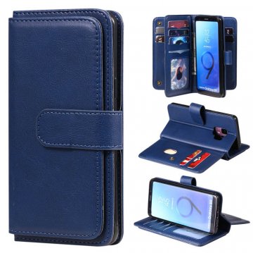 Samsung Galaxy S9 Multi-function 10 Card Slots Wallet Case Dark Blue