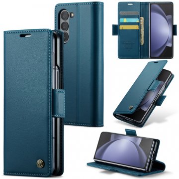 CaseMe Samsung Galaxy Z Fold 5 Wallet RFID Blocking Magnetic Buckle Case Blue