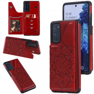 Samsung Galaxy S20 FE Embossed Wallet Magnetic Stand Case Red