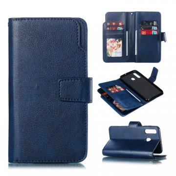 Samsung Galaxy A30 Wallet 9 Card Slots Stand Leather Case Blue