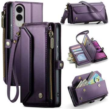 CaseMe Samsung Galaxy S25 Edge Wallet RFID Blocking Crossbody Phone Case Purple
