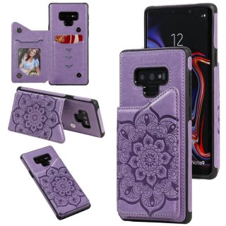 Samsung Galaxy Note 9 Embossed Wallet Magnetic Stand Case Purple