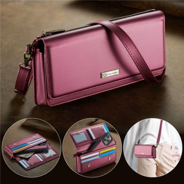 CaseMe RFID Blocking Universal Wallet Crossbody Phone Bag Red