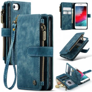 CaseMe iPhone 7/8/SE 2020 Wallet Kickstand Retro Case Blue