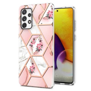 Samsung Galaxy A72 5G Flower Pattern Marble TPU Case Pink