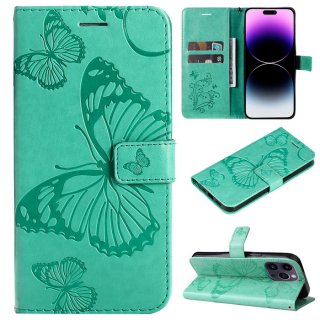 Embossed Butterfly Wallet Kickstand Magnetic Phone Case Green