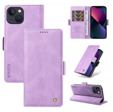 YIKATU iPhone 14 Plus Skin-touch Wallet Kickstand Case Purple