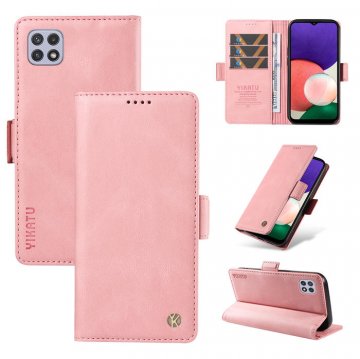 YIKATU Samsung Galaxy A22 5G Skin-touch Wallet Kickstand Case Pink