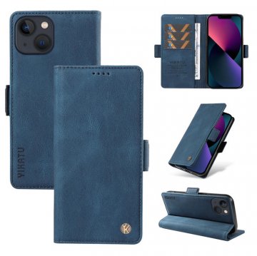 YIKATU iPhone 13 Skin-touch Wallet Kickstand Case Blue