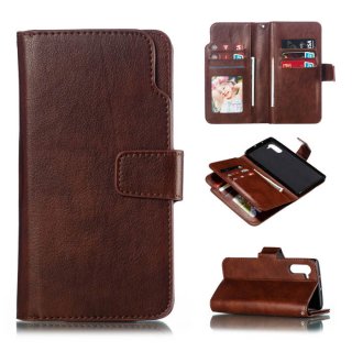 Samsung Galaxy Note 10 Wallet 9 Card Slots Stand Case Brown