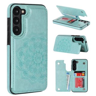 Mandala Embossed Samsung Galaxy S23 Case with Card Holder Green
