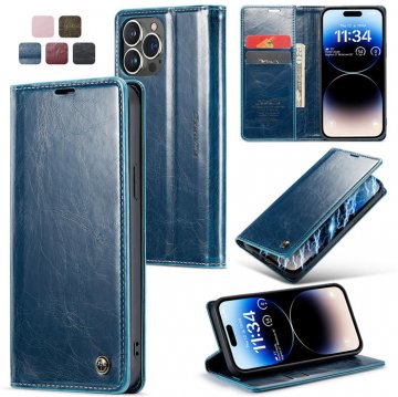 CaseMe iPhone 14 Pro Wallet Stand Magnetic Case Blue