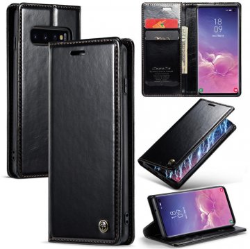 CaseMe Samsung Galaxy S10 Wallet Kickstand Magnetic Case Black
