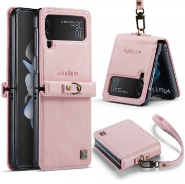 Autspace Samsung Galaxy Z Flip4 5G Case with Hand Strap Pink