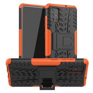 Samsung Galaxy A51 Hybrid Rugged PC + TPU Kickstand Case Orange