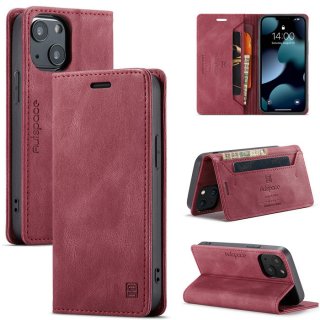 Autspace iPhone 13 Mini RFID Blocking Wallet Case Red