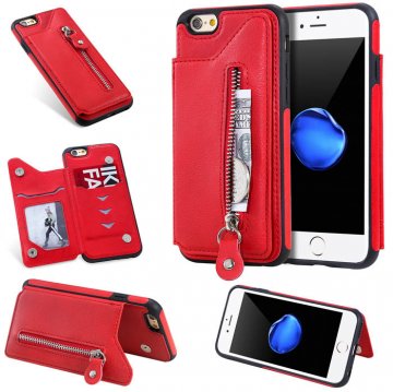 iPhone 6/6s Wallet Magnetic Kickstand Shockproof Cover Red