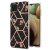 Samsung Galaxy A12 5G Flower Pattern Marble Electroplating TPU Case Black