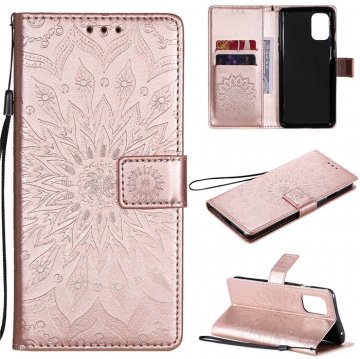 OnePlus 8T Embossed Sunflower Wallet Magnetic Stand Case Rose Gold