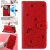 iPhone 12 Pro Embossed Cat Bee Wallet Magnetic Stand Case Red