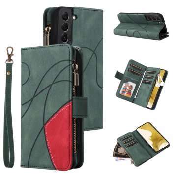 Samsung Galaxy S22 Plus Zipper Wallet Magnetic Stand Case Green