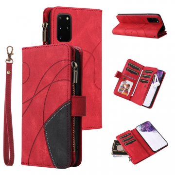 Samsung Galaxy S20 Plus Zipper Wallet Magnetic Stand Case Red