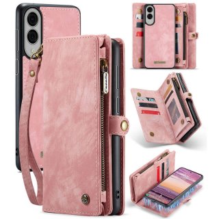 CaseMe Samsung Galaxy S25 Edge Wallet Magnetic Case with Wrist Strap Pink
