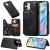 iPhone 12 Luxury Leather Magnetic Card Slots Stand Cover Black